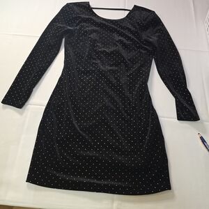 Express Elegant Black Dress with Gold Accents